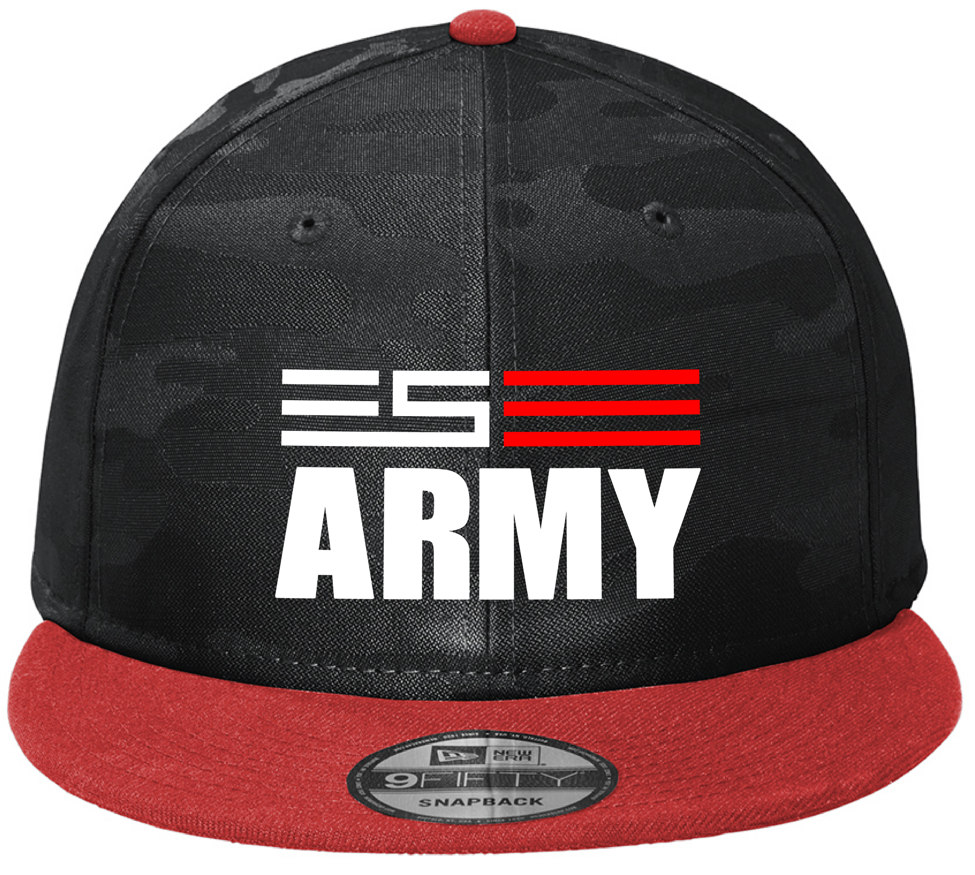 ES Army New Era Camo/Red Flat Bill Snapback